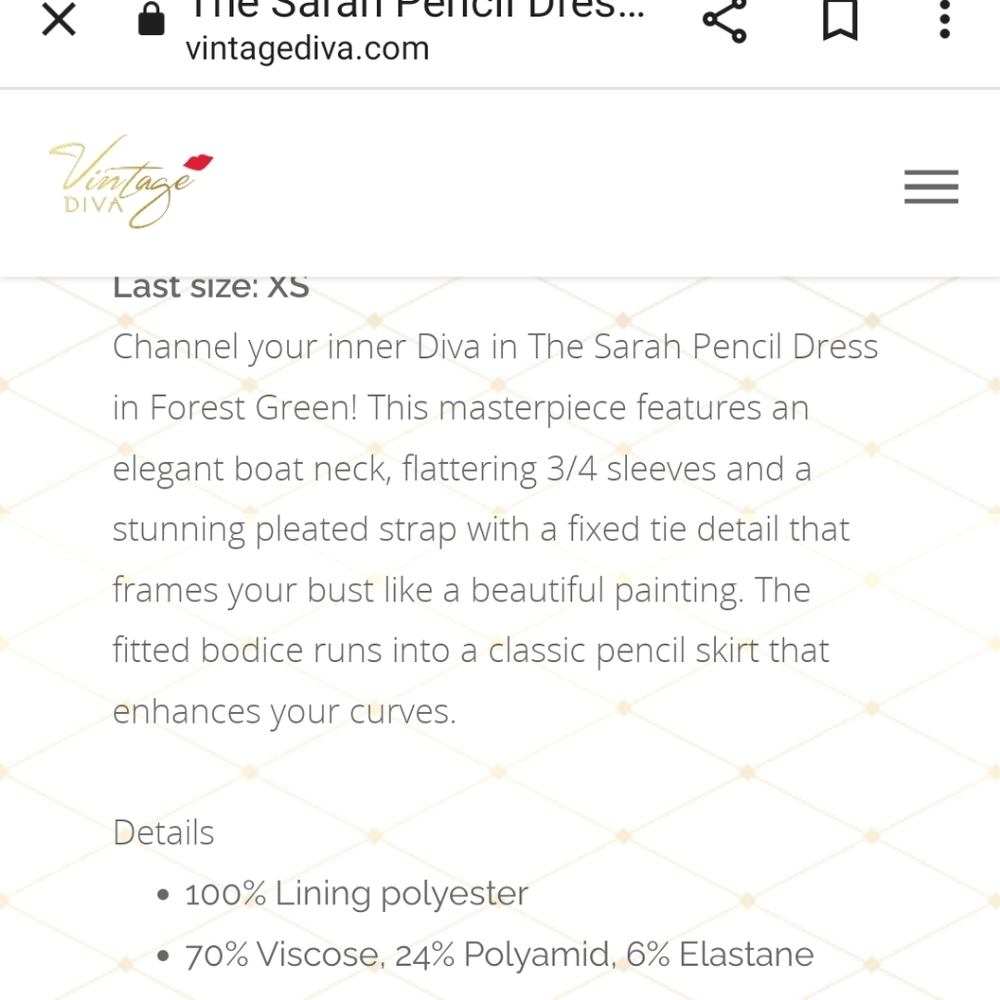 The Sarah Pencil Dress in Forest Green - Vintage Diva - Picture 5 of 10